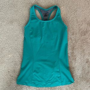 Teal Nike Dri-Fit Razorback Tank Top with Built In Bra